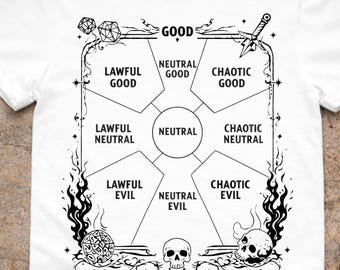 DND Alignment Chart T Shirt | Lawful Good Neutral Evil Chaotic Good Shirt | Dungeons RPG Gamer Tee | Fantasy Roleplaying Shirt