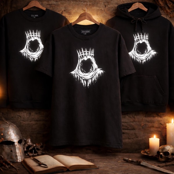 Mörk fantasiriddarskjorta, tröja, hoodie, törnekronakrigare, medeltida skjorta, fantasy-RPG-skjorta, tröja i bekväma färger, riddarehoodie