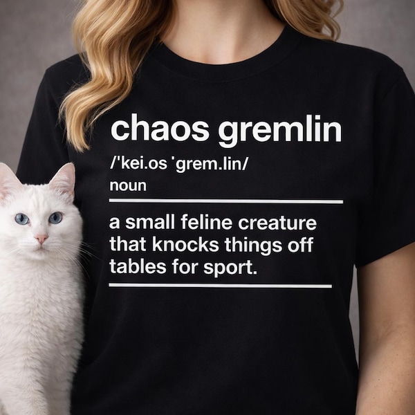 Kaos Gremlin Katt Definition T-shirt, rolig kattälskare gåva