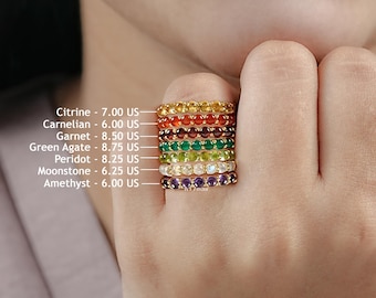 Multicolor Gemstone Half Eternity Wedding Band | 925 Sterling Silver Gold Plated Stackable Band | Eternity Band Available In Various Size