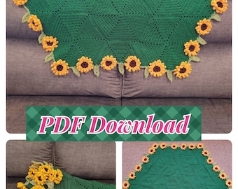 Sunflower Bouquet Afghan Crochet Pattern - PDF ONLY