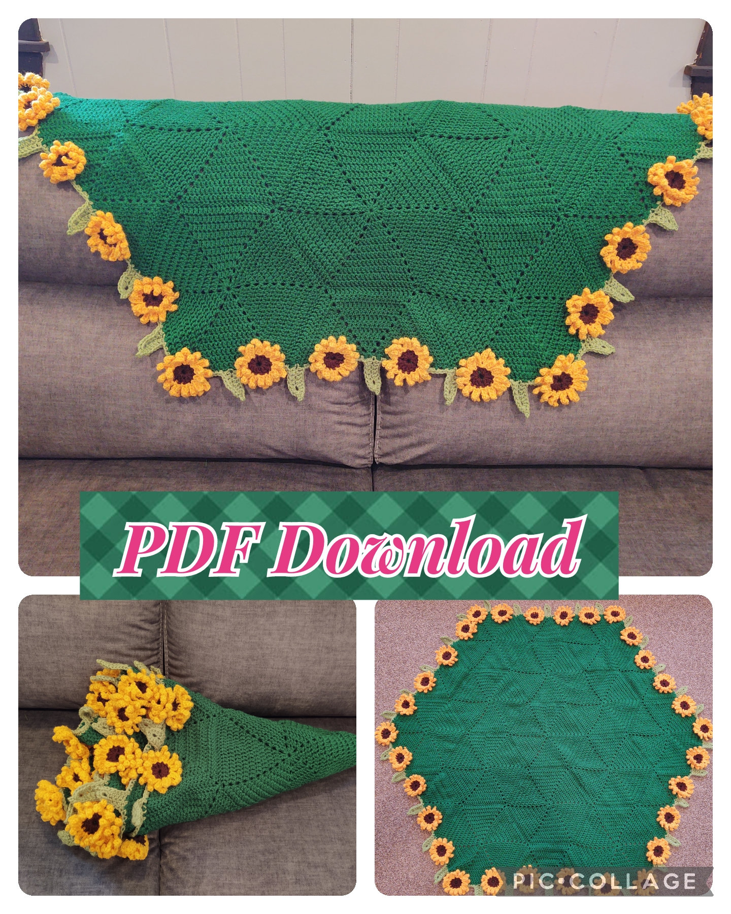 Sunflower Bouquet Afghan Crochet Pattern - PDF ONLY