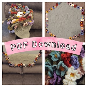 Wildflower Bouquet Afghan Crochet Pattern - PDF ONLY