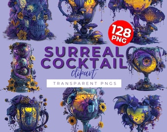 Cocktail surréaliste, PNG insecte, collage, bricolage, cartes, journal indésirable, fournitures de scrapbooking, usage commercial