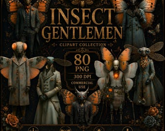 Insecten clipart, man png, collage, doe-het-zelf, kaarten, junkjournaal, benodigdheden voor scrapbooking, commercieel gebruik