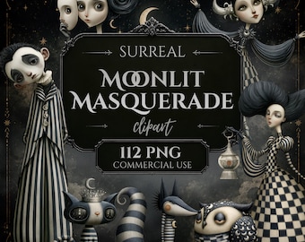 Produits numériques Junk Journal : cliparts surréalistes pour projets d'Halloween, collages et créations artistiques