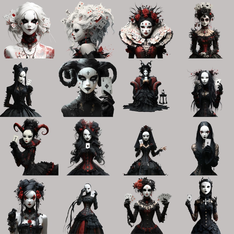Gothic clipart PNGs for digital download, perfect for junk journals and scrapbooking.