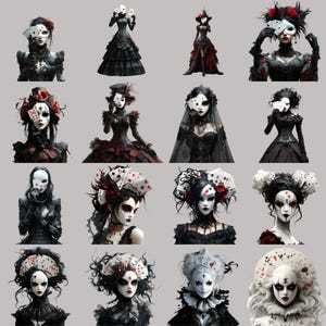 High-resolution Gothic clipart PNGs for junk journals, scrapbooking, and digital downloads.