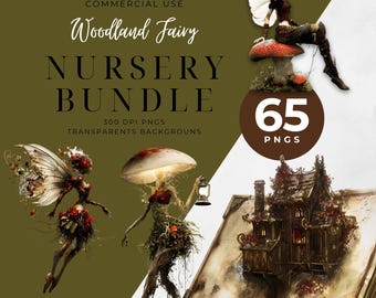 Waldfee Clipart Bundle, verzauberte Pilzhäuser, Cottagecore Fantasy Art, sofortiger Download