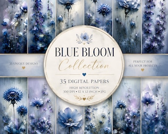 35 fleurs sauvages abstraites papiers numériques, arrière-plan, journal indésirable, fournitures de scrapbooking, usage commercial !