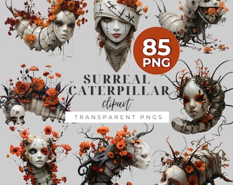 Clipart surréaliste, PNG insecte, collage, bricolage, cartes, journal indésirable, fournitures de scrapbooking, usage Commercial