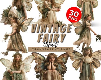 Clipart fée : illustrations printanières fantaisistes (20 fichiers PNG)