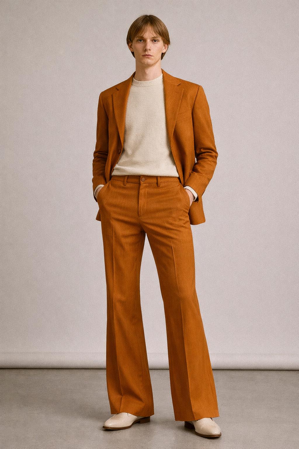 open lace back dress Burnt Orange Linen Pants main image 0