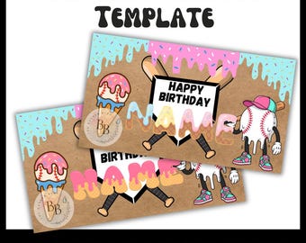 Baseball Birthday Banner Template, Custom Name Sports Sign (Digital Download)