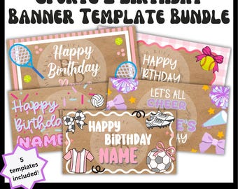 Editable Sports Banner Template Bundle, Printable Sign, Canva Link