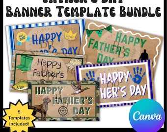 Editable Father's Day Banner Template Sign, Canva Download, Printable Party Decor, Dad Banner