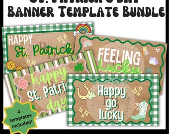 St. Patrick's Day Banner Template Bundle - EDITABLE CANVA TEMPLATE