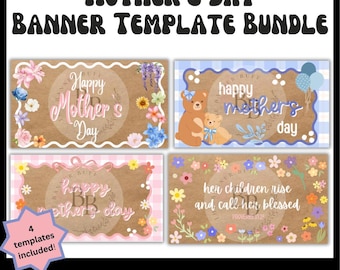 Editable Mother's Day Banner Template Sign, Canva Download, Printable Party Decor, Mom Banner