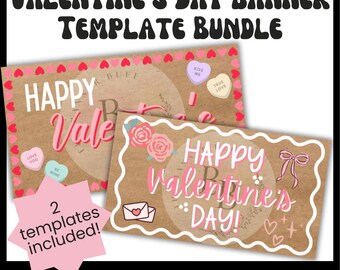 Valentine's Day Banner Template Bundle - Editable Canva Link