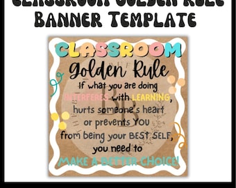 Classroom Golden Rule Banner Template Sign, Canva Download, Printable Decor