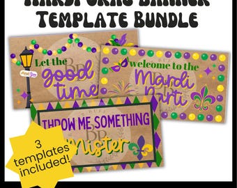 Mardi Gras Banner Template- Editable Canva Link