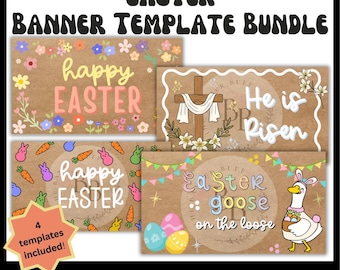 Editable Easter Banner Templates, Canva Download, Party Decor (Digital)