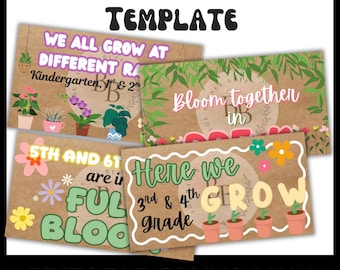 Floral School Theme Editable Canva Banner Template - 4 Template Bundle!