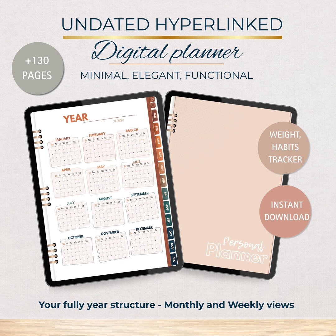 Luxury Undated Hyperlinked Digital Planner, Minimal Design Goodnotes ...