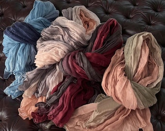 Boho Crinkle Scarf, Soft Lightweight Wrap, Textured Fashion Shawl for Women