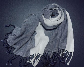 Cotton Linen Scarf for Women | Soft Neutral Lightweight Wrap with Fringe | Everyday Elegant Shawl