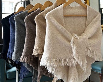Women’s Wool Poncho Shawl Scarf – Elegant Fringe Wrap, Cozy Winter Layer