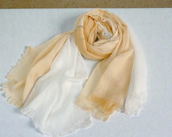 Linen & Cotton Scarf | Lightweight Soft Wrap with Fringe, Women’s Scarf in Multiple Colors