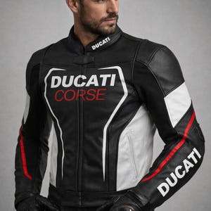 Ducati Corse heren MOTORFIETS RACING JACK Motorbiker riding rundleer motorjack