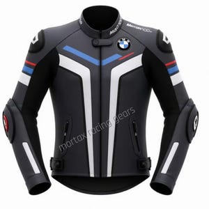 Op BMW Motorrad geïnspireerde leren motorsport-racejas heren gewatteerd CE-beschermd pantser van MORTAX