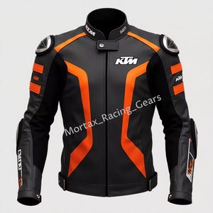 Leren motorjack racen geïnspireerd op KTM Bike by MORTAX