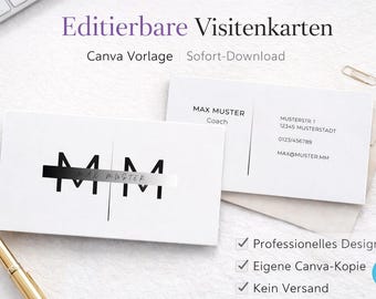 Editable business card template from Canva | Minimalist business card design | Instant download | Modern & professional