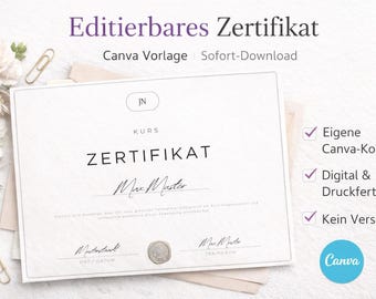Minimalist Certificate Template • Editable Canva Template • Course Certificate • Seminar Attendance Certificate • Instant Download