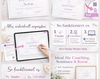 Minimalist Certificate Template • Editable Canva Template • Course Certificate • Seminar Attendance Certificate • Instant Download