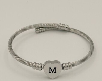 Stainless Steel Bracelet with Initial, Name, or Special Date — For Women — Gift for Mom or Grandma, Mother's day