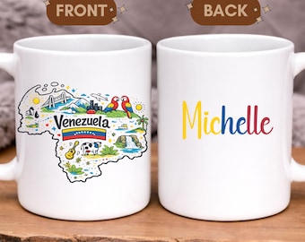 Personalized Venezuela mug with name, Venezuelans, pride, souvenirs, Venezuelan cups, Venezuelan sentimental gift