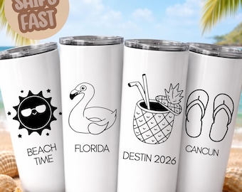 Personalized holiday tumbler, Summer vacation, Bachelorette party, matching tumblers, family vacation,