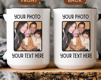 Custom Photo and Text Coffee Mug, Customizable Coffee Cup, Personalize Text Mug with Your Words, Christmas/Birthday Gift