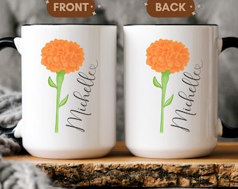 Personalized mug with flower and name, bridesmaid proposal, gift for her, gift for mom or grandma, bachelorette party gifts, Mother's Day