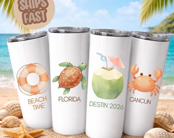 Personalized holiday tumbler, Summer vacation, Bachelorette party, matching tumblers, family vacation, summer 2026 Ideas for Girls, Beach
