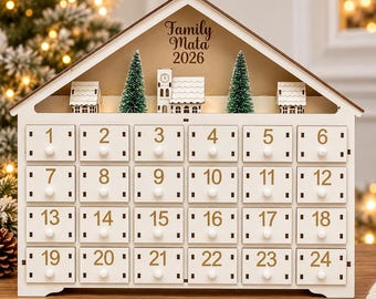 Reusable Wooden Advent Calendar, Christmas Countdown Box, christmas gift,