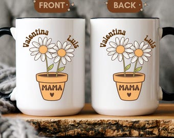 Personalized Mug with Sunflower and Children's Names for Mom | Gift for Mom | Mother's Day | Sentimental Gift | Flower Mug