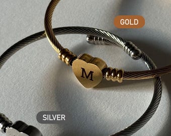 Stainless Steel Bracelet with Initial, Name, or Special Date — For Women — Gift for Mom or Grandma, Mother's day