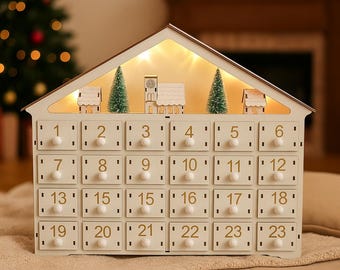 Reusable Wooden Advent Calendar, Christmas Countdown Box, christmas gift,