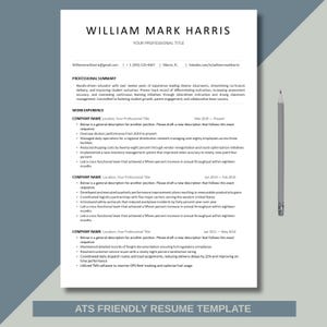 ATS Friendly Resume Template Word, Google Docs, Pages (Digital Download)