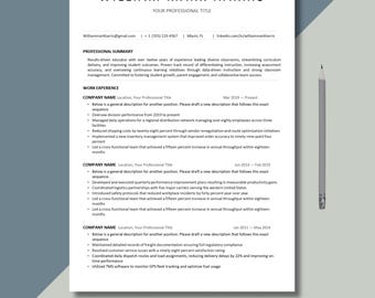 ATS Friendly Resume Template Word, Google Docs, Pages (Digital Download)